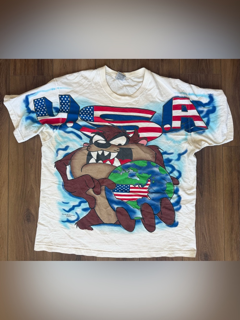 Vintage Looney Tunes Tasmanian Devil Taz Shirt Size XL USA All Over Print 90s